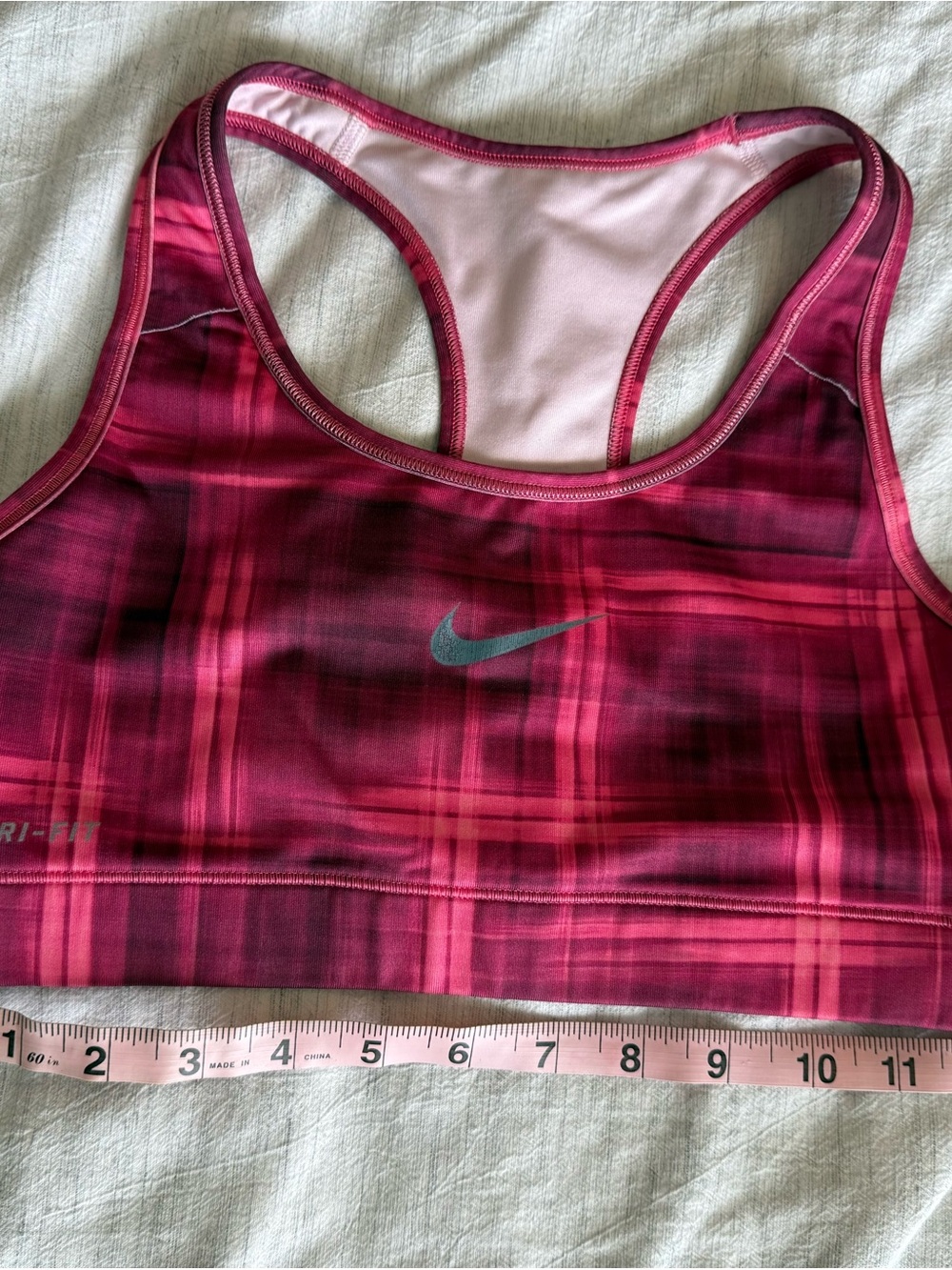Nike Pink Plaid Racerback Sports Bra
